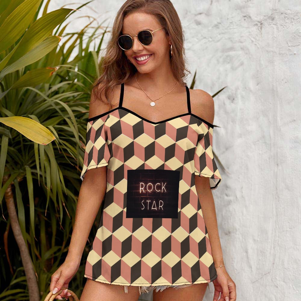 Casual Ladies Off Shoulder Sling Short Sleeve Top
