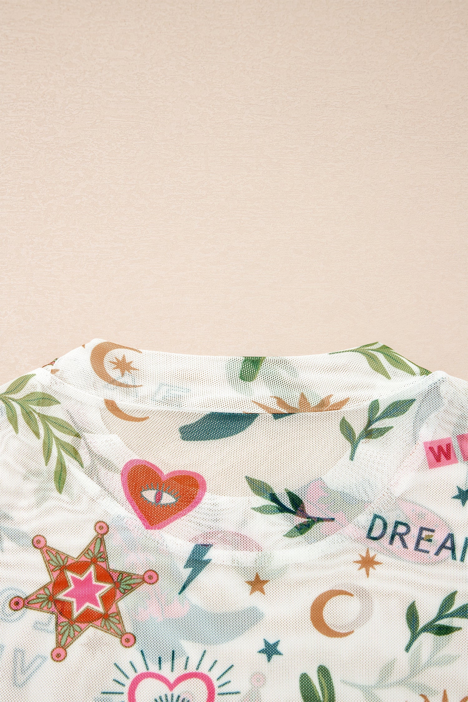 Western LOVE WILD DREAMER Sheer Mesh Graphic Top