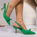 Women's Stiletto Heel Bow Ankle Strap Pumps