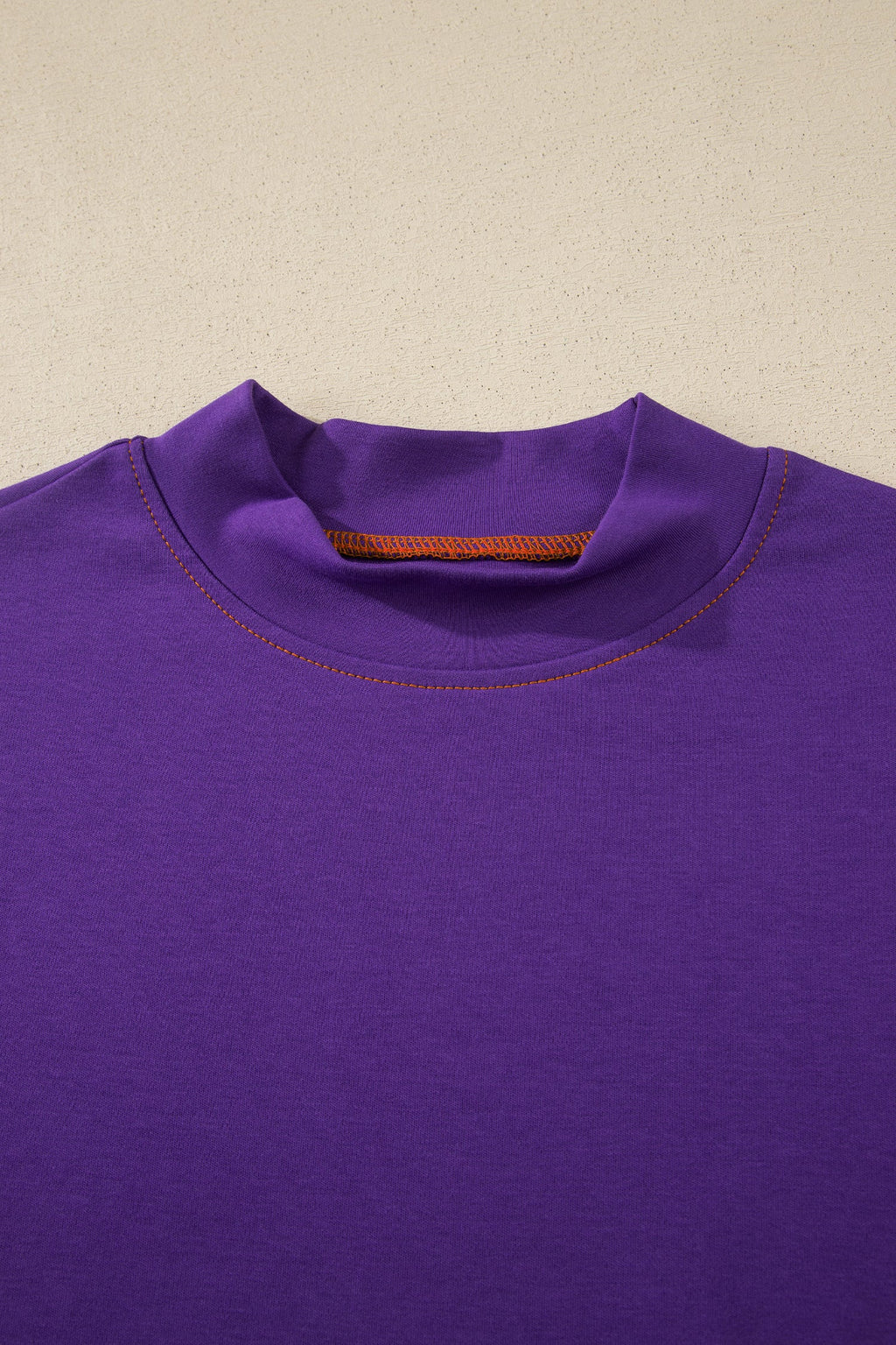 Reversible Contrast Stitching Mock Neck T-Shirt