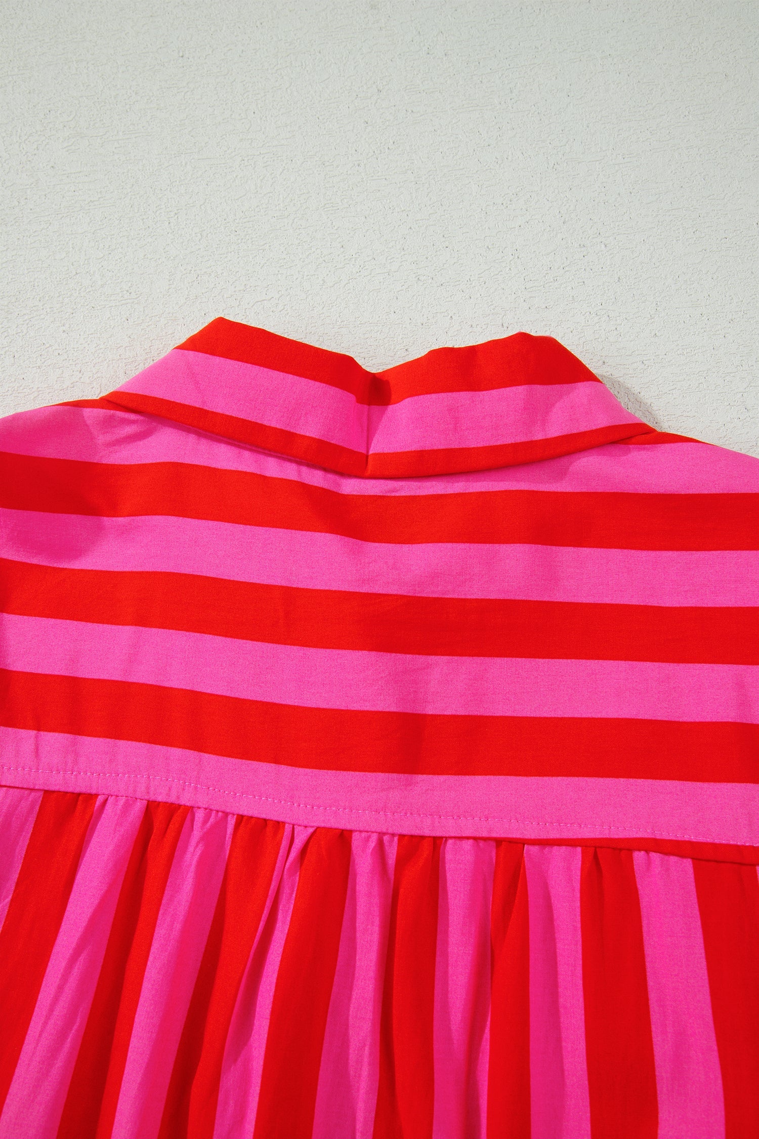 Stripe Tie Puff Sleeve Button Down Shirt