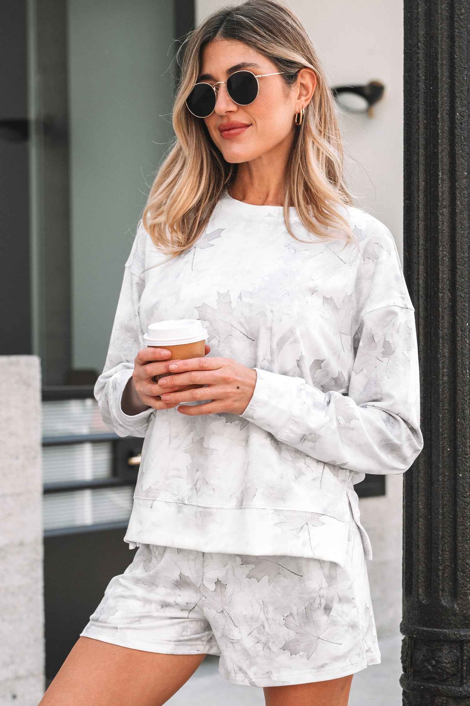 Camo Abstract Top and Elastic Waist Short Set