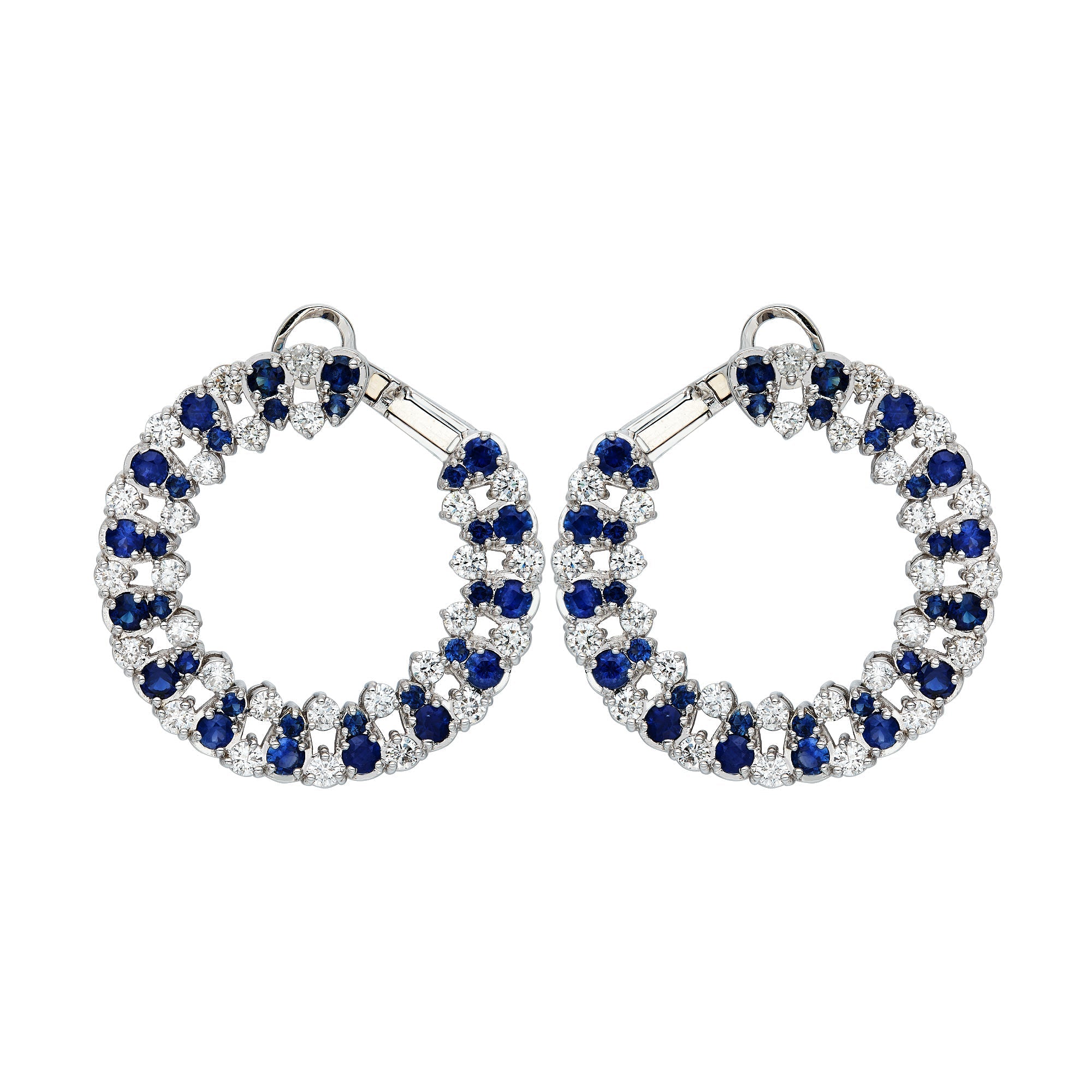 Round Sapphire & Diamond Front Hoops