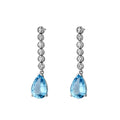 Diamond Drop & Pear Shape Aqua Earrings