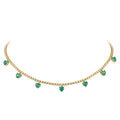 Diamond Tennis & Emerald Heart Station Half Necklace