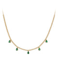 Diamond Tennis & Emerald Pear Station Half Necklace