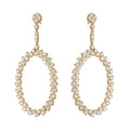Diamond Open Oval Drop Earrings