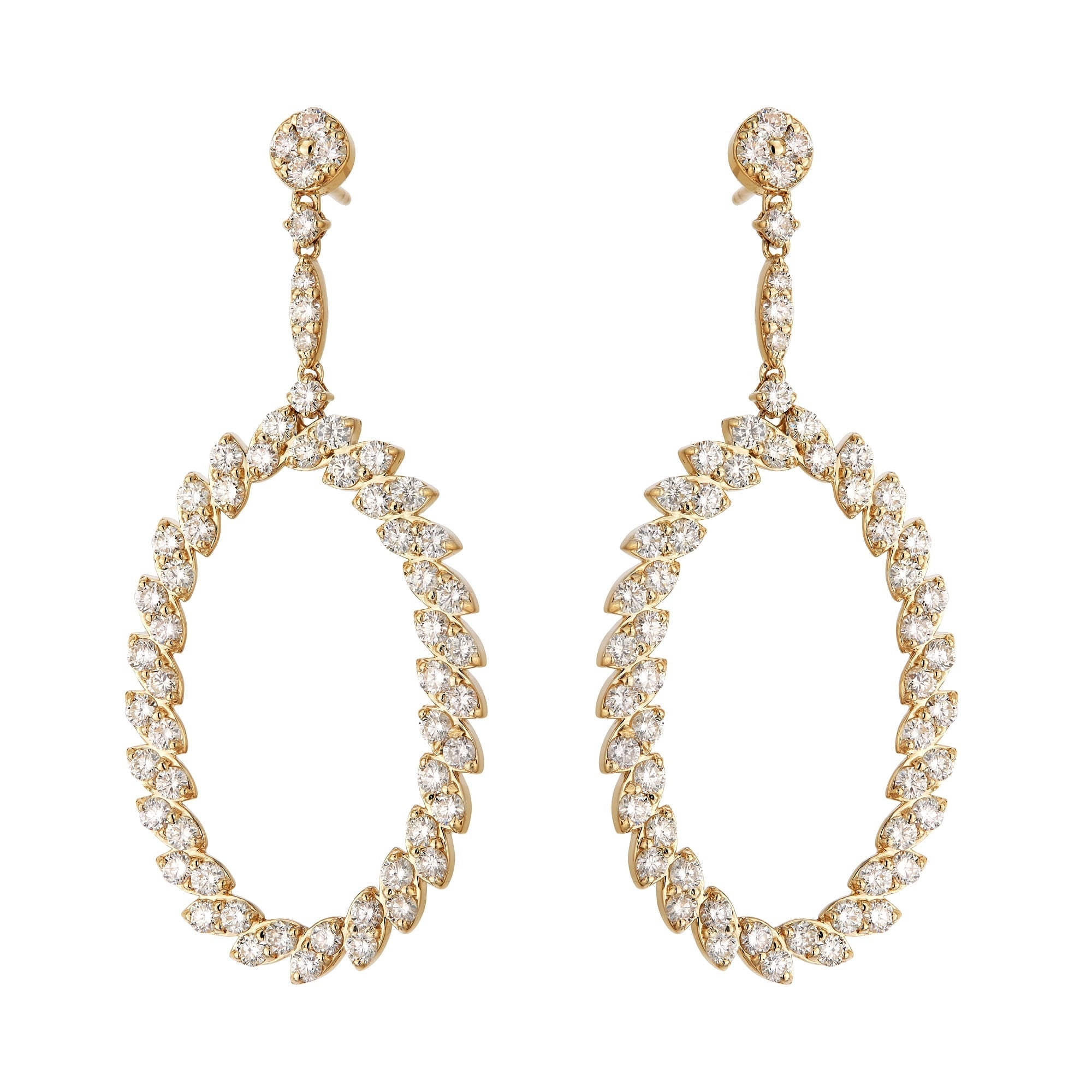 Diamond Open Oval Drop Earrings