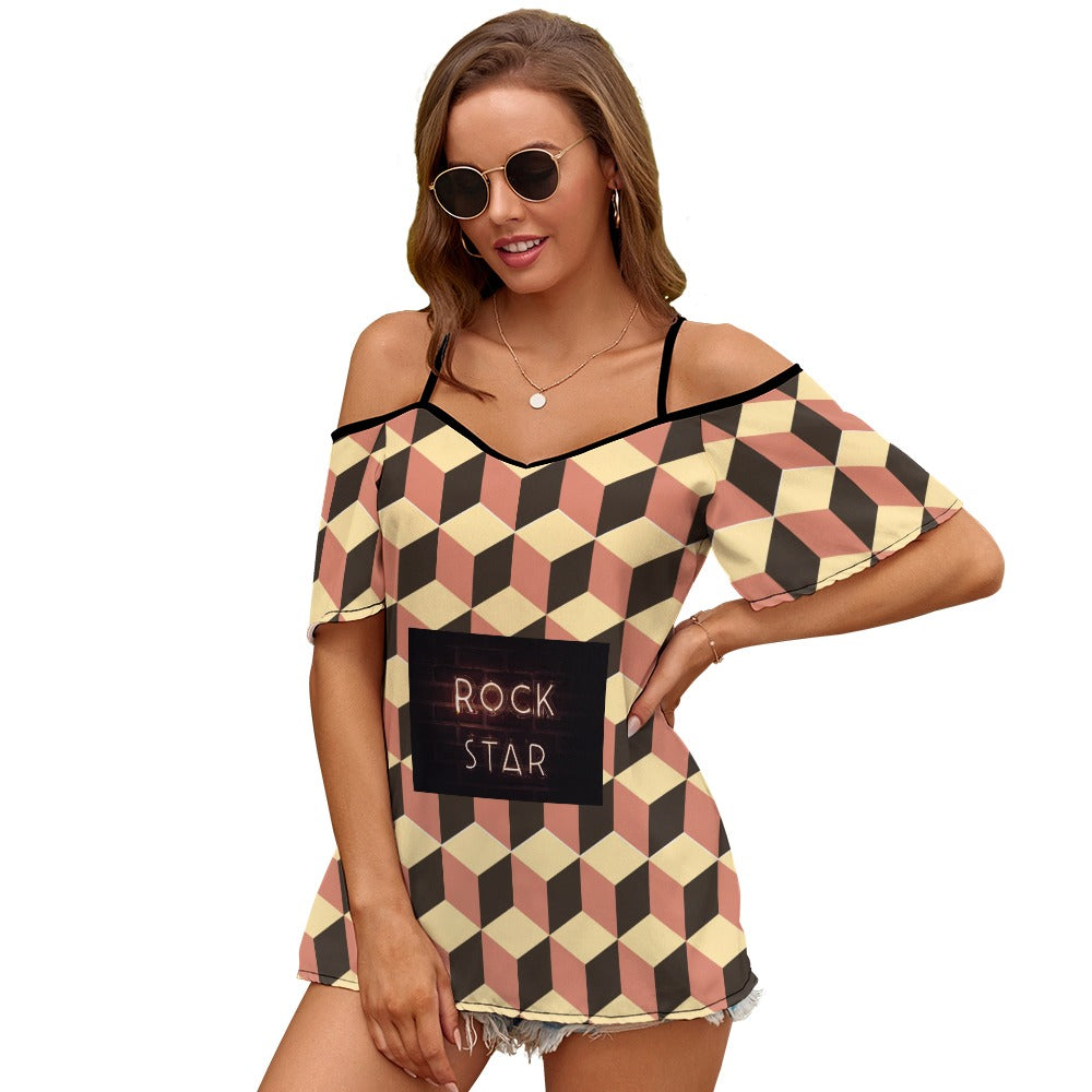 Casual Ladies Off Shoulder Sling Short Sleeve Top