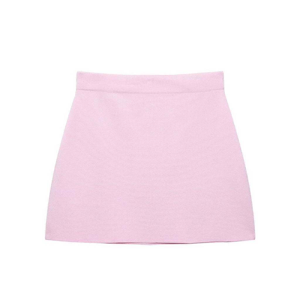 European and American style women's clothing new fashion short sleeved knitted top half skirt set