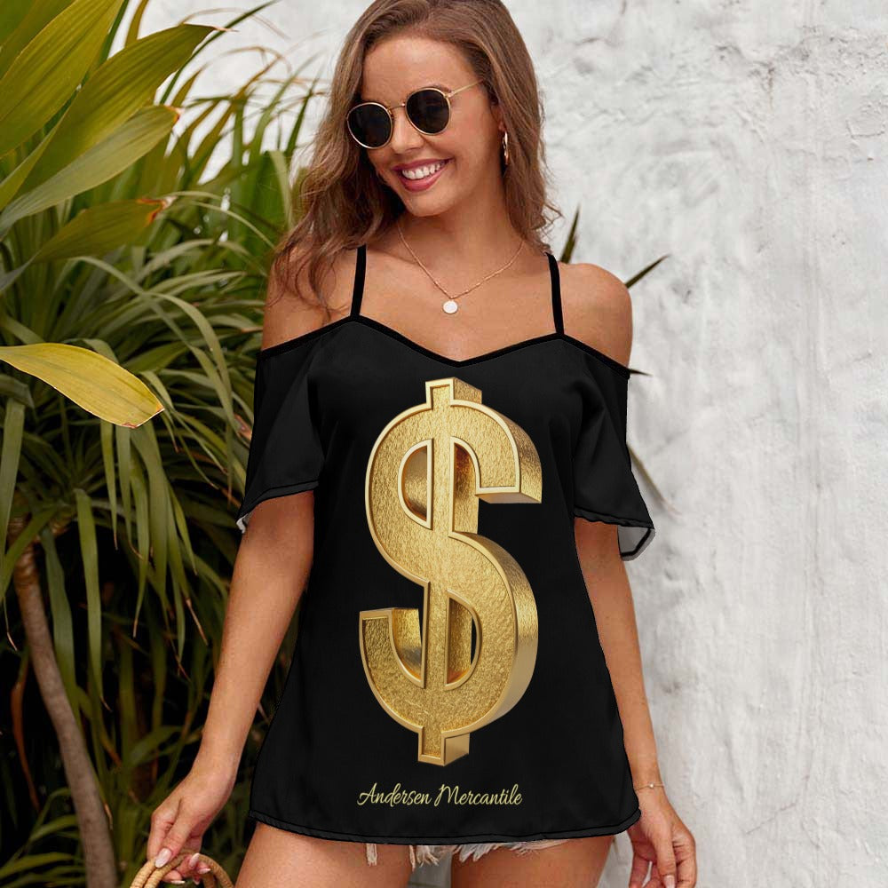 Casual Ladies Off Shoulder Sling Short Sleeve Top
