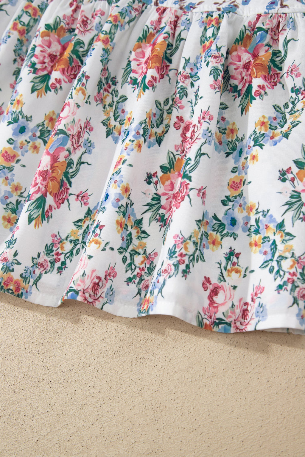 Floral Patchwork Spaghetti Strap Babydoll Top