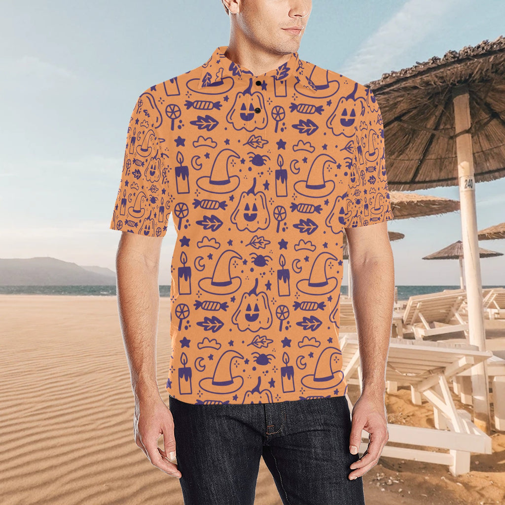 Men's All Over Print Polo Shirt (T55)