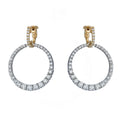 Natural Diamond Graduated Drop Circle Earrings in 14K White & Yellow Gold – 2.42ctw