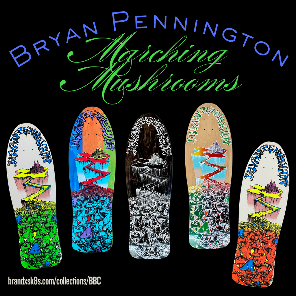 Bryan Pennington Marching Mushrooms "Rider" 9.5”x30” BBC Deck (PRE-ORDER, NOVEMBER)