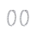 Natural Diamond Oval Hoop Earrings in 14K White Gold Basket Setting – 4.40ctw