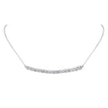 Natural Diamond Curved Airline Bar Pendant in 14K White Gold – 4.50ctw