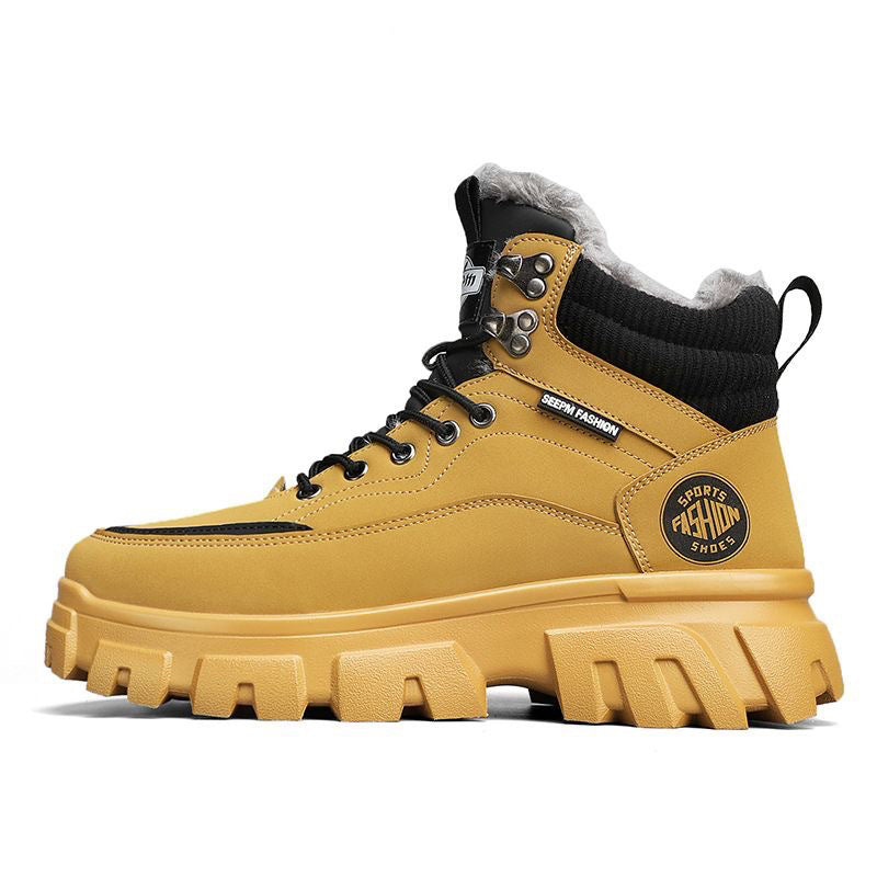 Men's winter suede high top Martin boots men's workwear shoes trendy and versatile thick sole