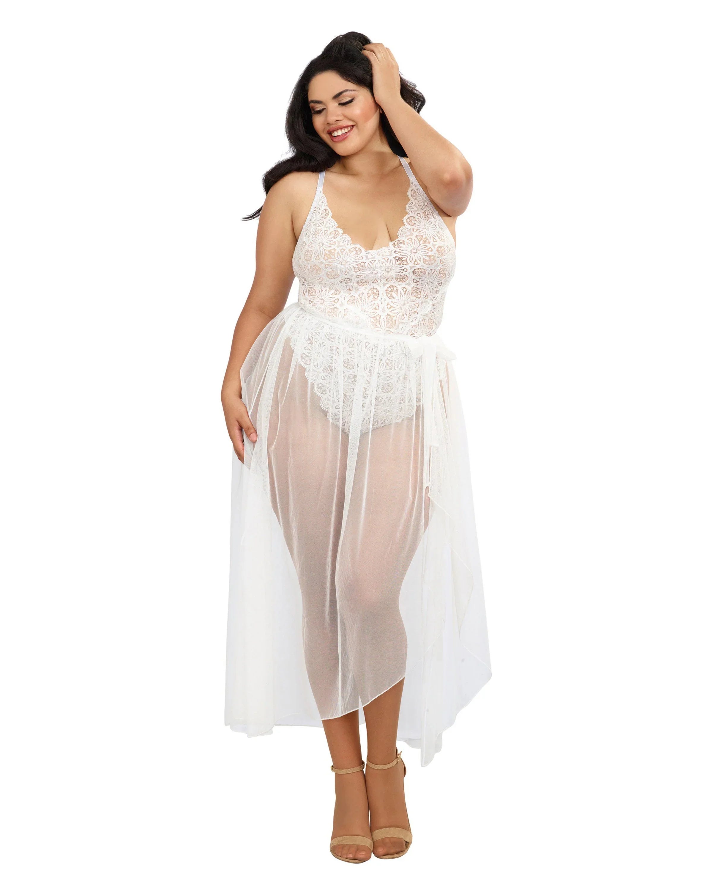Plus Size Lace Teddy and Overskirt - Andersen Mercantile