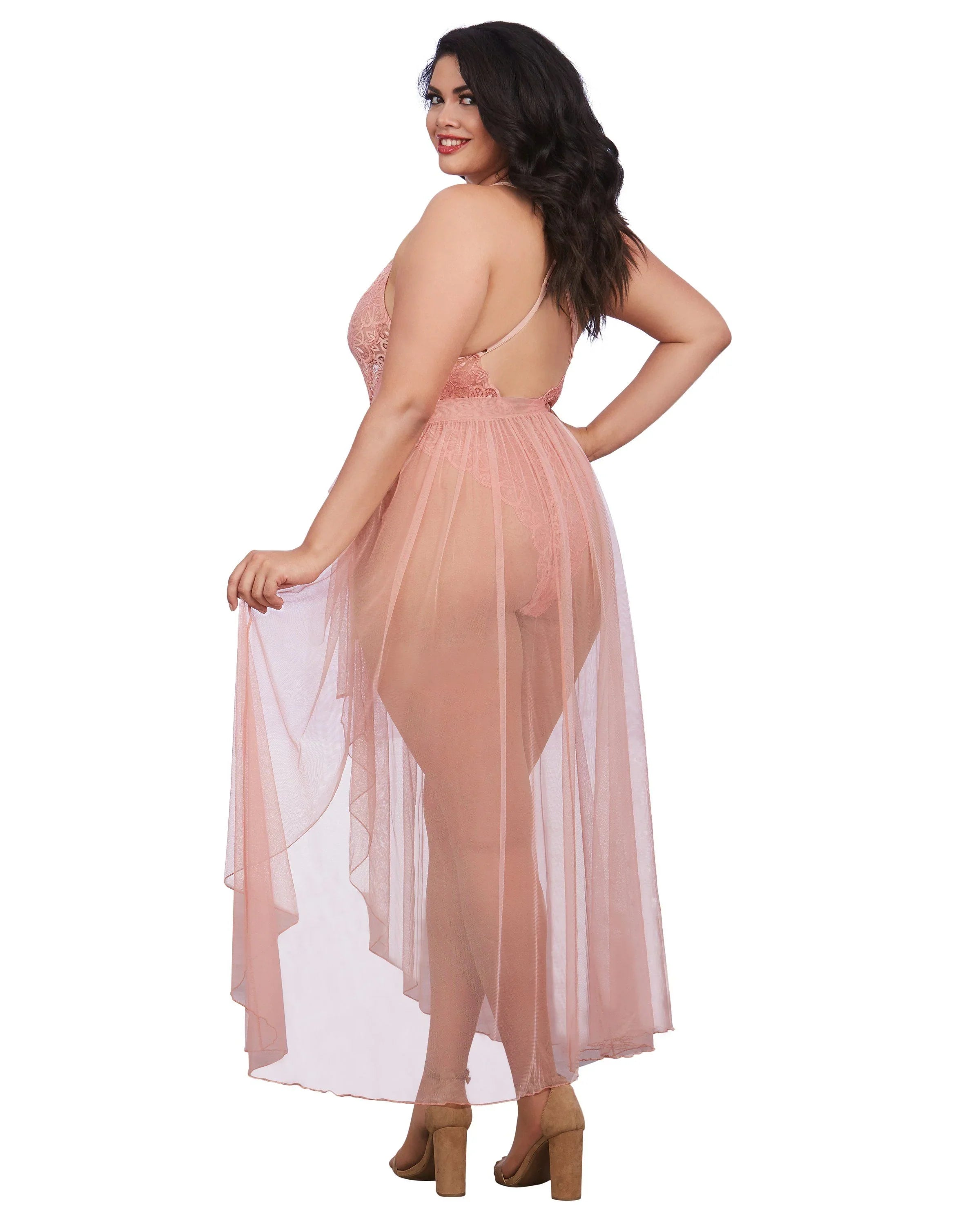 Plus Size Lace Teddy and Overskirt - Andersen Mercantile
