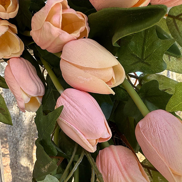 Faux Soft Pink Tulip Wreath